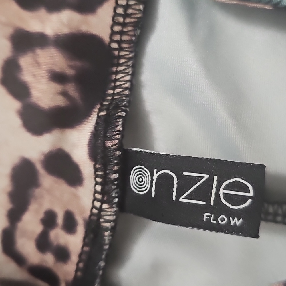 Onzie Tropical Print Leggings High Rise Midi Yoga  colors green orange w… - Picture 11 of 12